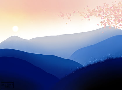 Sonniger Tag, Frühling, Herbstlaub, Berge, HD, HD-Hintergrundbild HD wallpaper