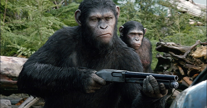 armas, escopeta, César, Revolución, Amanecer del planeta de los simios, Planeta de los simios, Fondo de pantalla HD