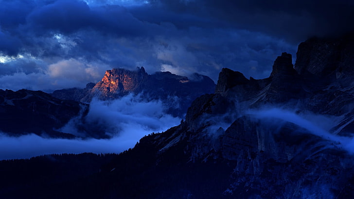 mountains, smoke, nature, HD wallpaper