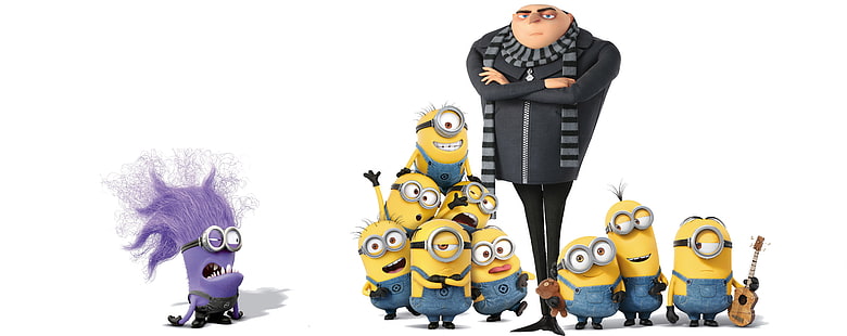 Gru and Minions, Despicable Me wallpaper, Funny, minions, dipicable me, gru, animated, animation, yellow cartoon, HD wallpaper HD wallpaper