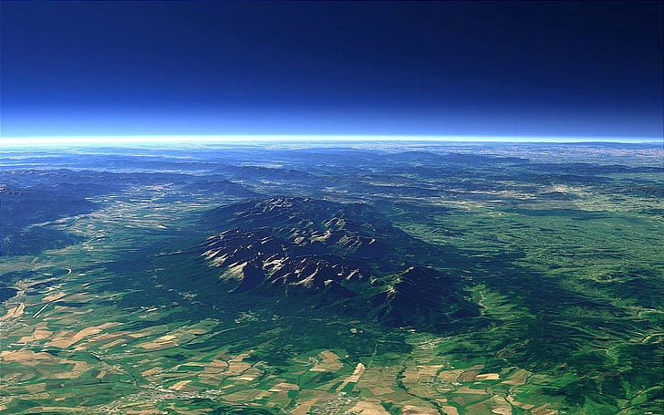 фотография пейзаж природа въздушен изглед земя синьо небе татра планини поле, HD тапет