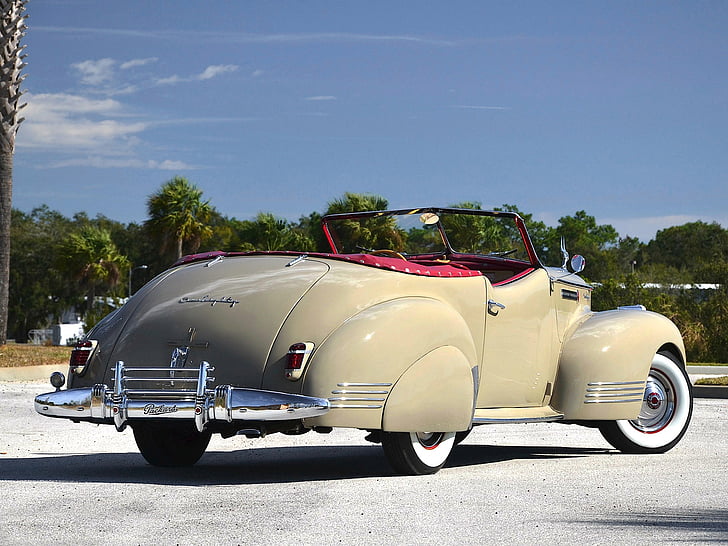 180, 1941, convertible, luxury, packard, retro, super, victoria, Wallpaper HD