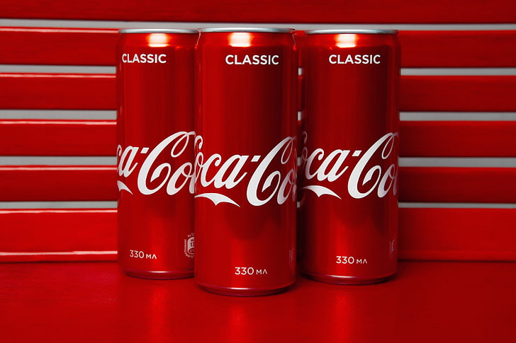 lata, rojo, fotografía, logo, Coca-Cola, rayas, bebida, Fondo de pantalla HD