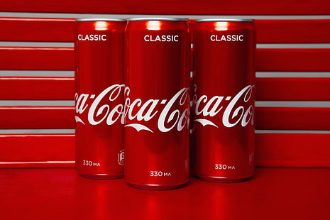 lattina, rosso, fotografia, logo, Coca-Cola, strisce, bevanda, Sfondo HD HD wallpaper