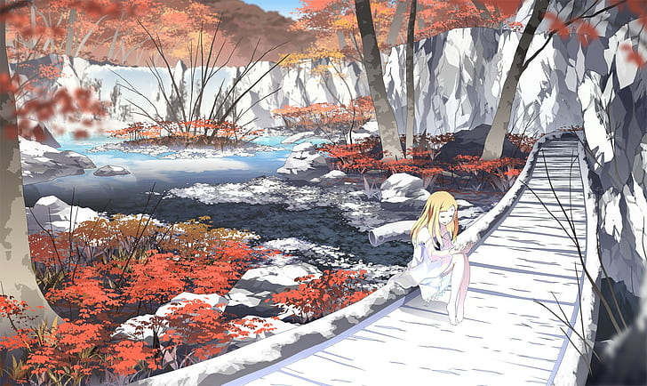 krajobraz, dziewczyny z anime, Tapety HD