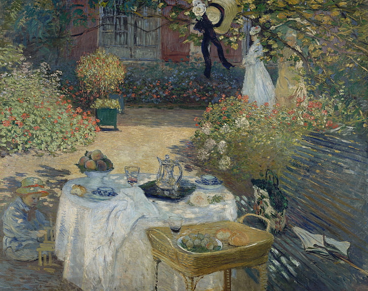 table, picture, yard, Claude Monet, genre, After Lunch, HD wallpaper