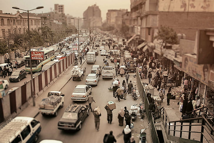 busy streets in sepia photography, Shared space, busy, streets, sepia, photography, street, cairo, egypt, traffic  jam, congestion, shared  space, urban, city, people, urban Scene, crowd, city Life, traffic, car, cityscape, crowded, travel, traffic Jam, HD wallpaper