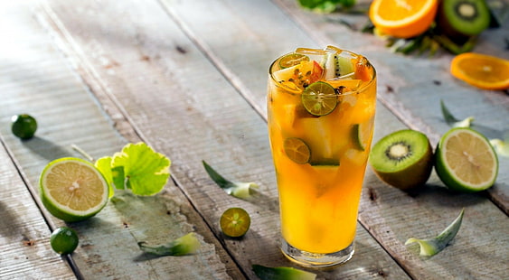 limoni, cocktail, frutta, kiwi (frutta), Sfondo HD HD wallpaper