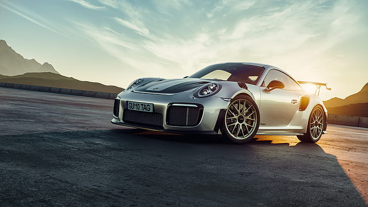Porsche 911 GT2 RS, Porsche, Auto, silberne Autos, Fahrzeug, HD-Hintergrundbild