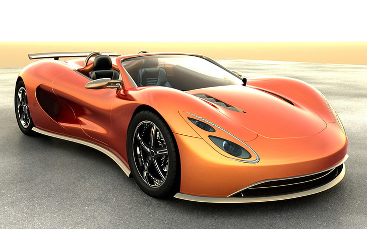 Incredibile auto arancione, concetto di auto sportiva convertibile arancione, auto, sfondi di auto costose, sfondi di belle auto, sfondi di auto sportive, Sfondo HD