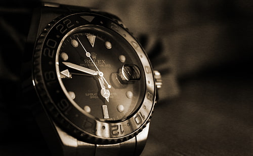 Rolex, okrągły czarny analogowy zegarek Rolex, Vintage, Tapety HD HD wallpaper