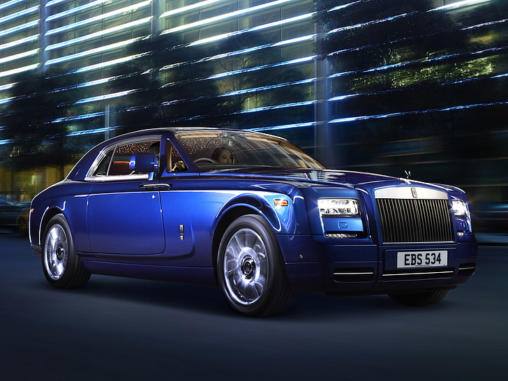 blue, Rolls-Royce, Phantom, car, luxury, coupe, HD wallpaper