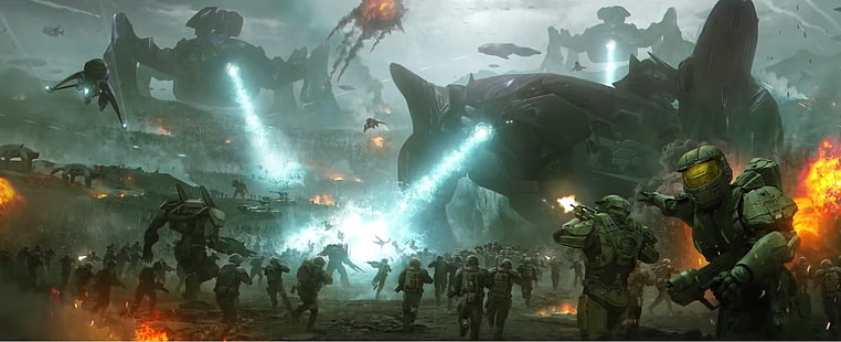 иллюстрация бронированного человека, Halo, Halo Wars 2, Спартанцы, HD обои HD wallpaper