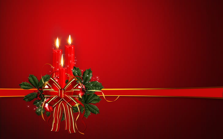 زخرفة عيد الميلاد مع شمعة ، عطلة ، عطلة، خلفية HD