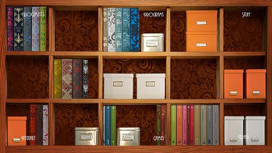 Scrivania, ordine, cartella, organizer, sezioni per cartelle, Sfondo HD HD wallpaper
