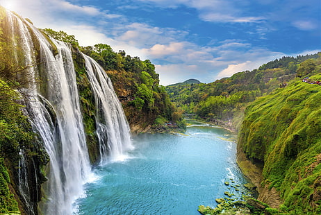 Waterfalls, Waterfall, Earth, Mountain, River, HD wallpaper HD wallpaper