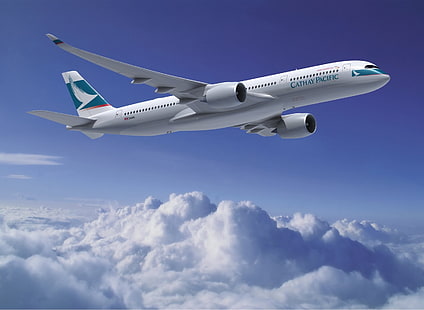 Cathay Pacific, avion commercial Cathay Pacific blanc, Avions / Avions, Avions commerciaux, ciel, avion, nuage, avion, Fond d'écran HD HD wallpaper