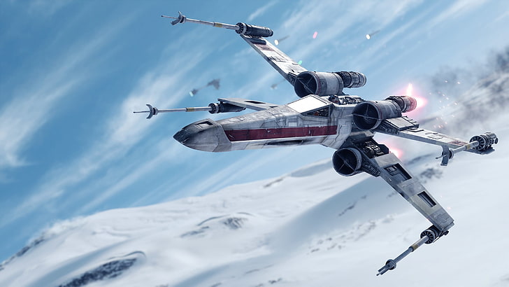 gray and white fighter jet wallpaper, Star Wars: Battlefront, Star Wars, video games, X-wing, Hoth, artwork, HD wallpaper
