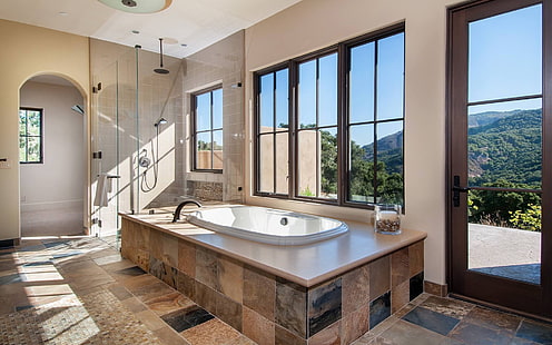 bath, interior, home, luxury, bathroom, HD wallpaper HD wallpaper
