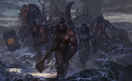 World of Warcraft, World of Warcraft: Warlords of Draenor, орки, видеоигры, произведения искусства, HD обои HD wallpaper