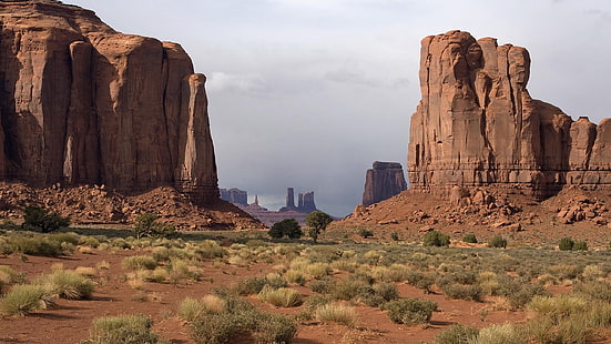 papel de parede de montanhas rochosas, paisagem, natureza, Monument Valley, HD papel de parede HD wallpaper