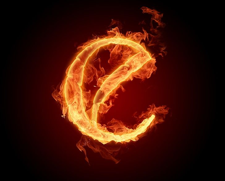 Letra e con ilustración de llama, fuego, llama, letra, alfabeto, Litera, Fondo de pantalla HD
