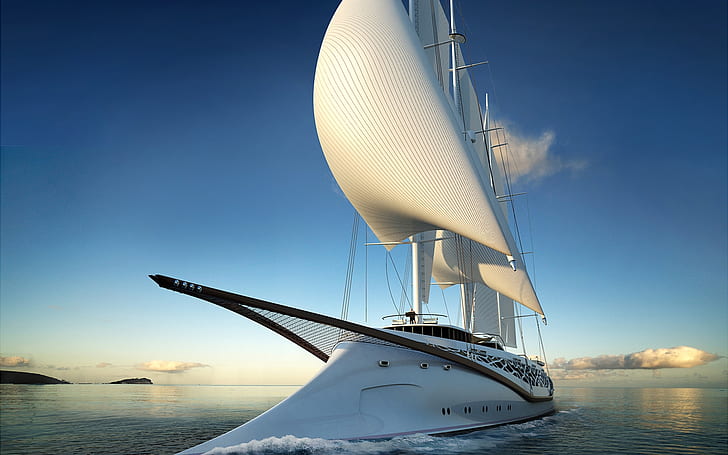 Yacht de luxe, voile, voyage, vacances, yacht à voile, mer, Fond d'écran HD