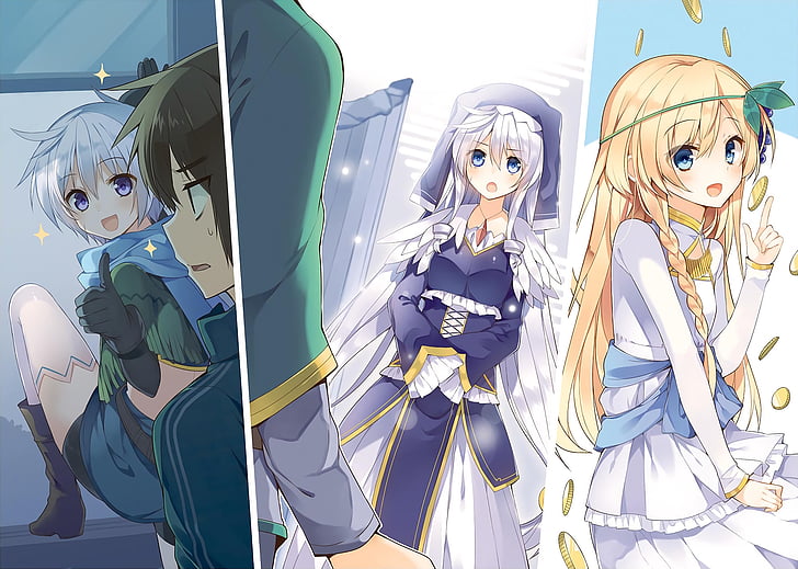 Anime, KonoSuba: ¡la bendición de Dios en este maravilloso mundo!, Eris (KonoSuba), Iris (KonoSuba), Kazuma Satou, KonoSuba, Fondo de pantalla HD