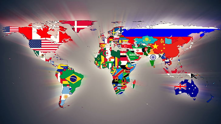 الأعلام ، الحياة ، البلدان ، خريطة العالم ، الخريطة، خلفية HD