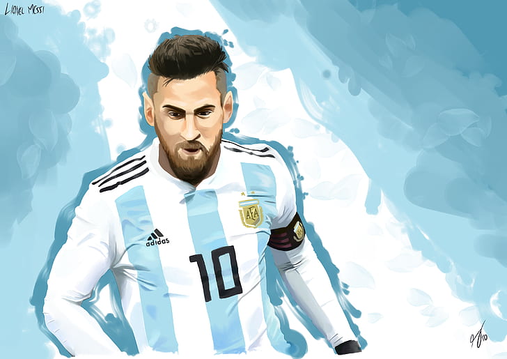 كرة قدم ، ليونيل ميسي ، أرجنتيني ، رسم، خلفية HD