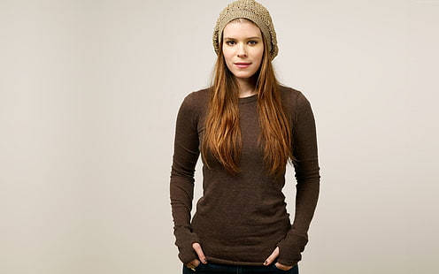 Schauspielerin, weißer Hintergrund, rote Haare, American Horror Story, Kate Mara, Shirt, HD-Hintergrundbild HD wallpaper