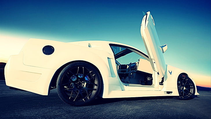 sport coupe putih, mobil, Wallpaper HD