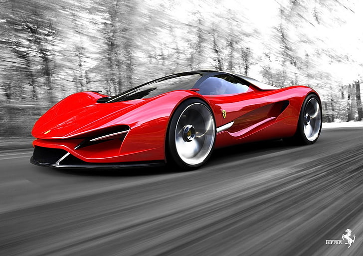 konsep mobil merah ferrari ferrari xezri hitam putih 1600x1128 Mobil Ferrari HD Art, mobil, merah, Wallpaper HD
