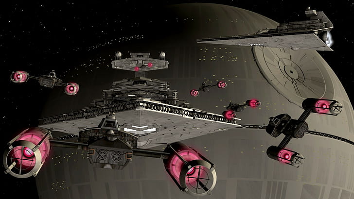 artwork, Death Star, Star Destroyer, Star Wars, wing, Y, HD wallpaper