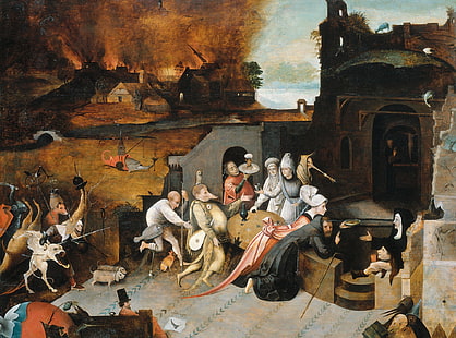 Bild, Hieronymus Bosch, Mythologie, Die Versuchung des heiligen Antonius des Einsiedlers, HD-Hintergrundbild HD wallpaper