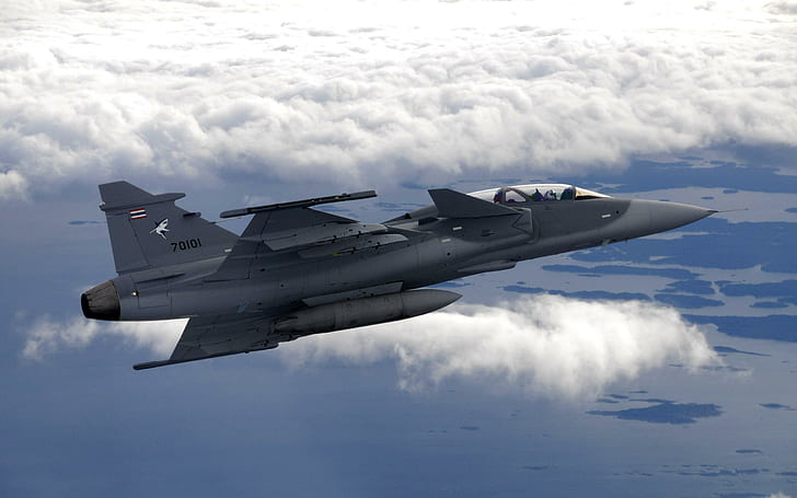 Airforce Fighter Aircraft, сив боен самолет 70y01, изтребител, военновъздушни сили, самолети, самолети, HD тапет