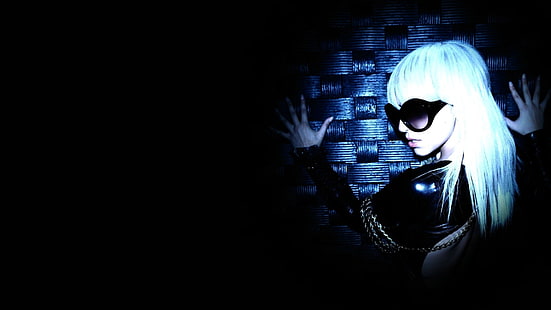 Lady Gaga, Lady Gaga, óculos, traje, cabelo, parede, HD papel de parede HD wallpaper