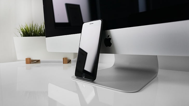 iphone 7, macbook, ябълка, черен, технология, HD тапет