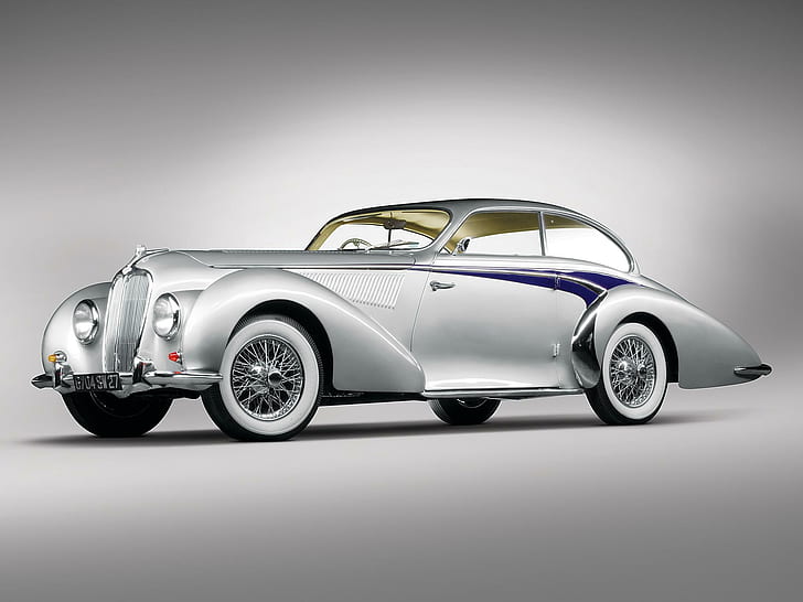Delahaye 135 Ms Coupe By Langenthal '1947, silver classic car, vintage car, delahaye, langenthal, delahaye 135 ms coupe, cars, HD wallpaper