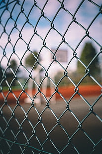 stainless steel cyclone fence, grid, fence, blur, HD wallpaper HD wallpaper