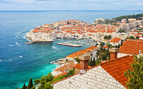 Historisk medeltida stad Dubrovnik, Kroatien, Dalmatien Skrivbordsunderlägg Ladda ner gratis, HD tapet HD wallpaper