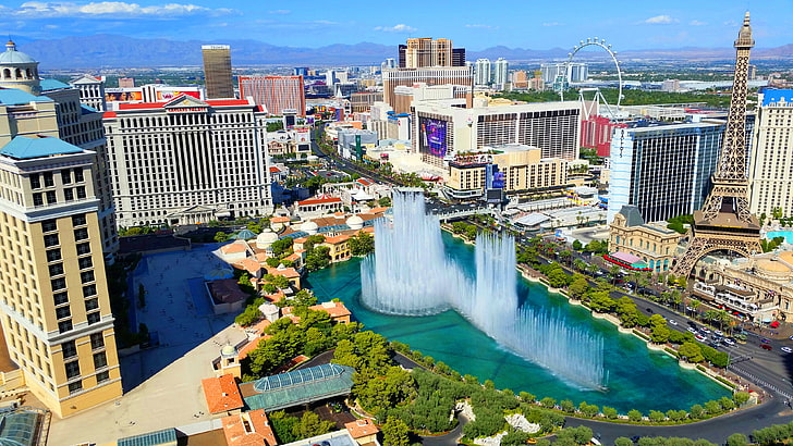 Las Vegas Fountain In Front Of Bellagio Hotel Nevada North America Wallpaper Widescreen Hd 3984×2241, HD wallpaper