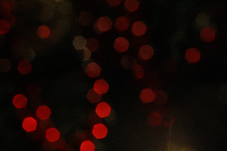 red bokeh lights, glare, circles, light, dark, HD wallpaper