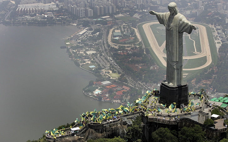 Town, city, sculpture, statue, Jesus Christ, Rio de Janeiro, Brasil, Christ  the Redeemer, HD wallpaper | Wallpaperbetter