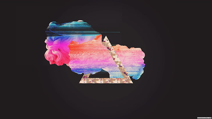 logo warna-warni, seni kesalahan, gelombang uap, abstrak, Wallpaper HD