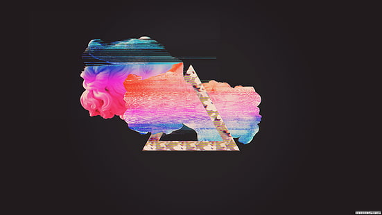 logotipo multicolor, glitch art, vaporwave, abstract, Fondo de pantalla HD HD wallpaper
