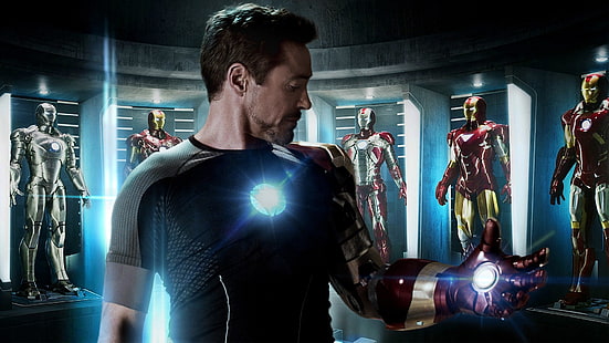 Homem de Ferro filme ainda, Tony Stark, Homem de Ferro, Homem de Ferro 3, brilhando, Robert Downey Jr., Os Vingadores, Universo Cinematográfico da Marvel, filmes, HD papel de parede HD wallpaper