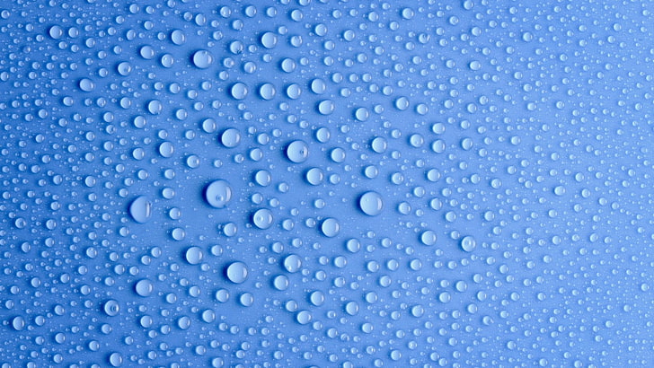 water drops, blue background, HD wallpaper