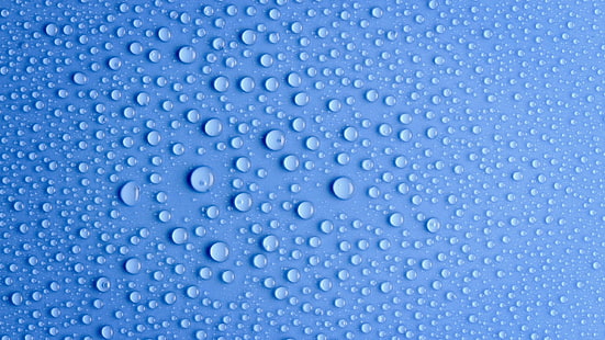 капли воды, синий фон, HD обои HD wallpaper