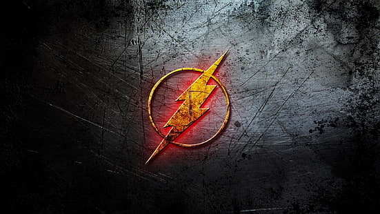 El logotipo de Flash, fondo, relámpagos, cómics, logotipo, Flash, DC Comic, Fondo de pantalla HD HD wallpaper